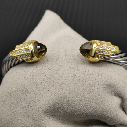 7mm Cable Bracelet with Brown & Diamond Accents – Gold Cap