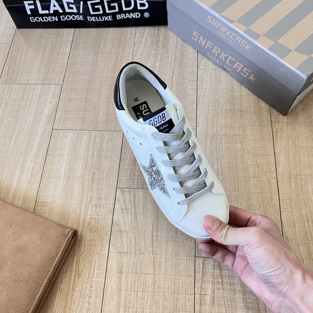 Silver Swarovski crystal star and heel tab