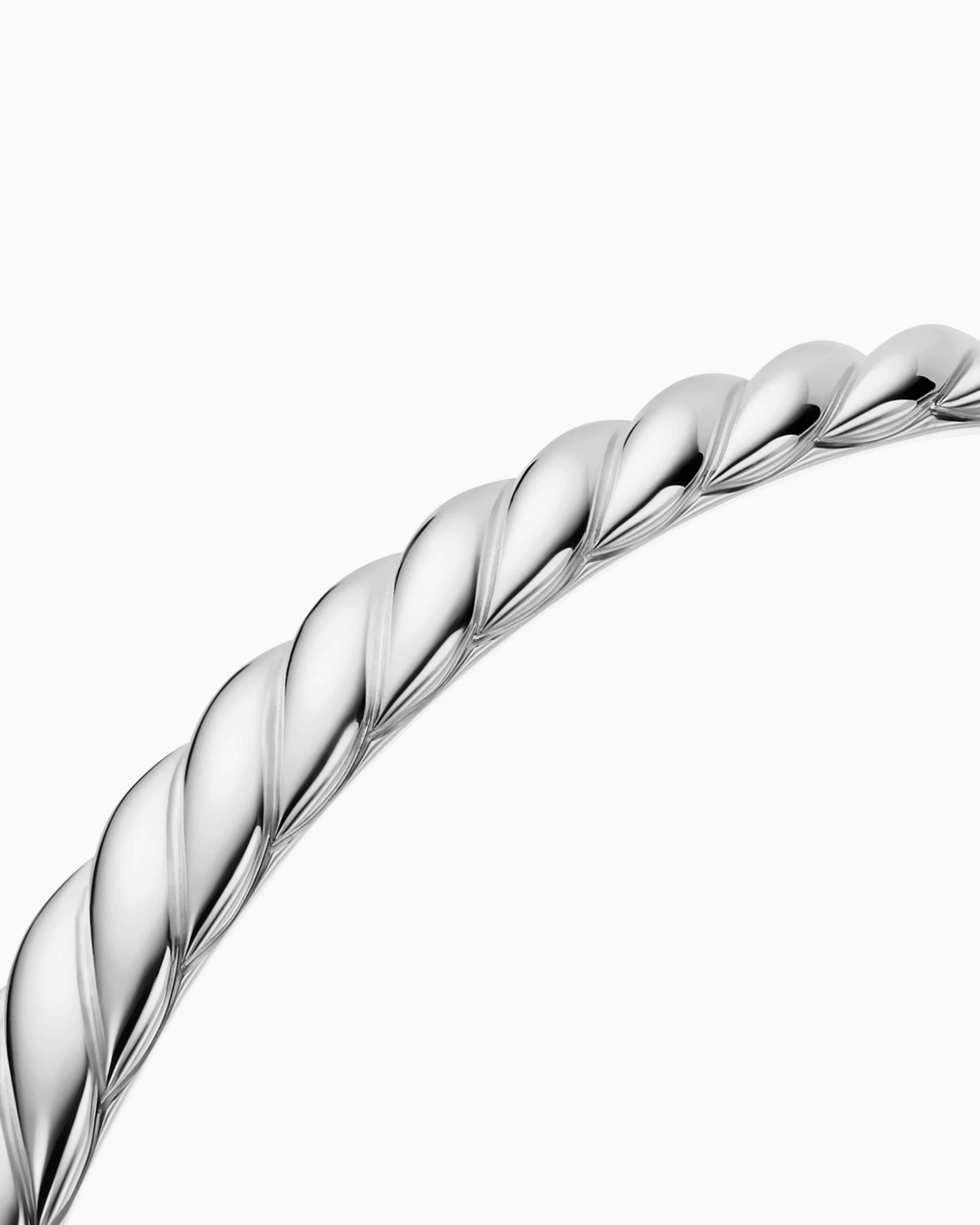 Sculpted Cable Bangle Bracelet 18K White Gold, 6.2mm