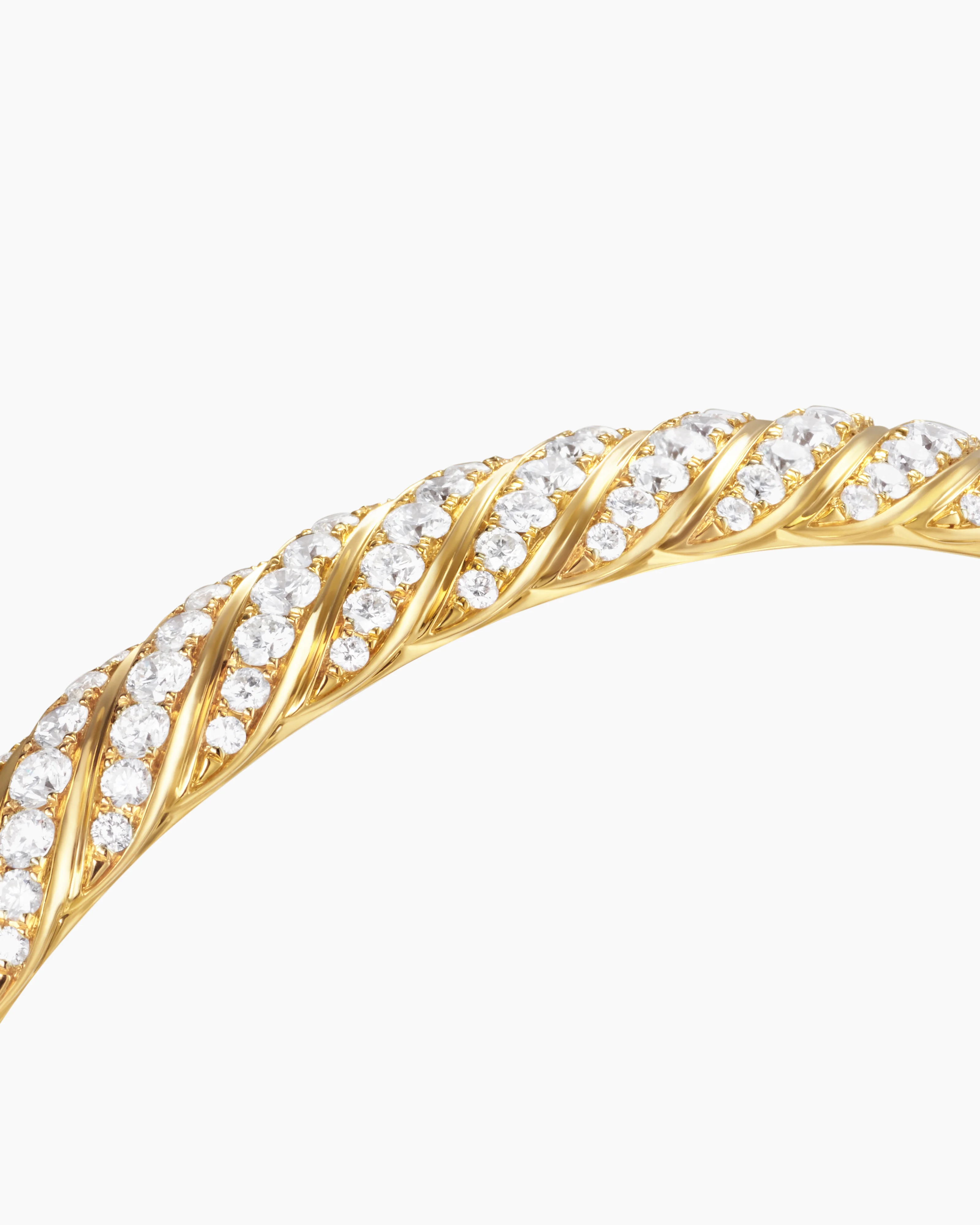 Sculpted Cable Bangle Bracelet 18K Yellow Gold with Diamonds,  6.2mm