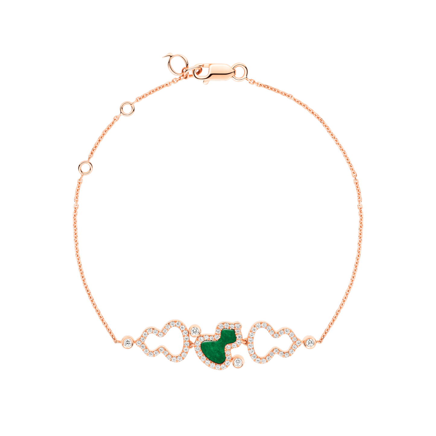 Wulu bracelet in 18K rose gold with diamonds and jade