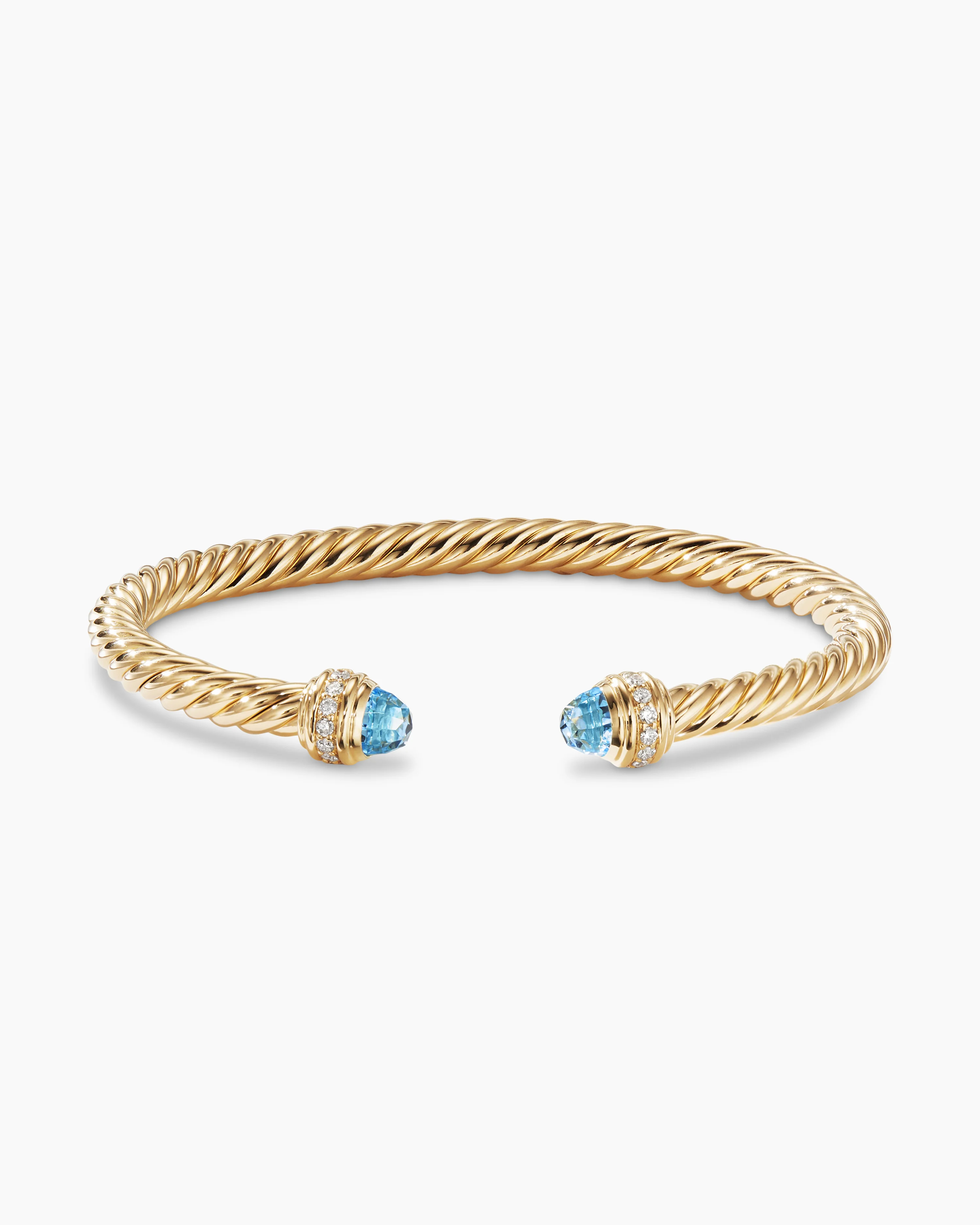 Classic Cablespira庐 Bracelet 18K Yellow Gold with Blue Topaz and Diamonds, 5mm