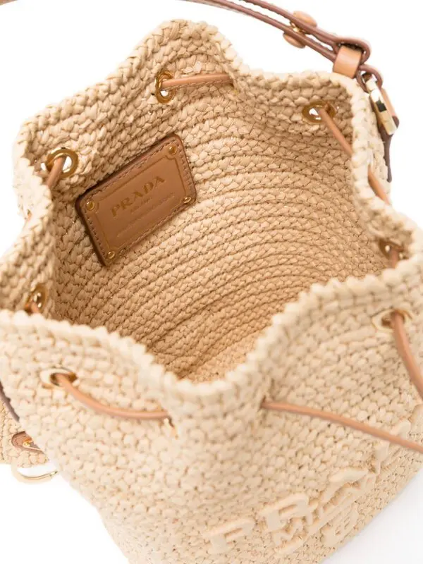 Crochet and Leather Mini-Bucket Bag