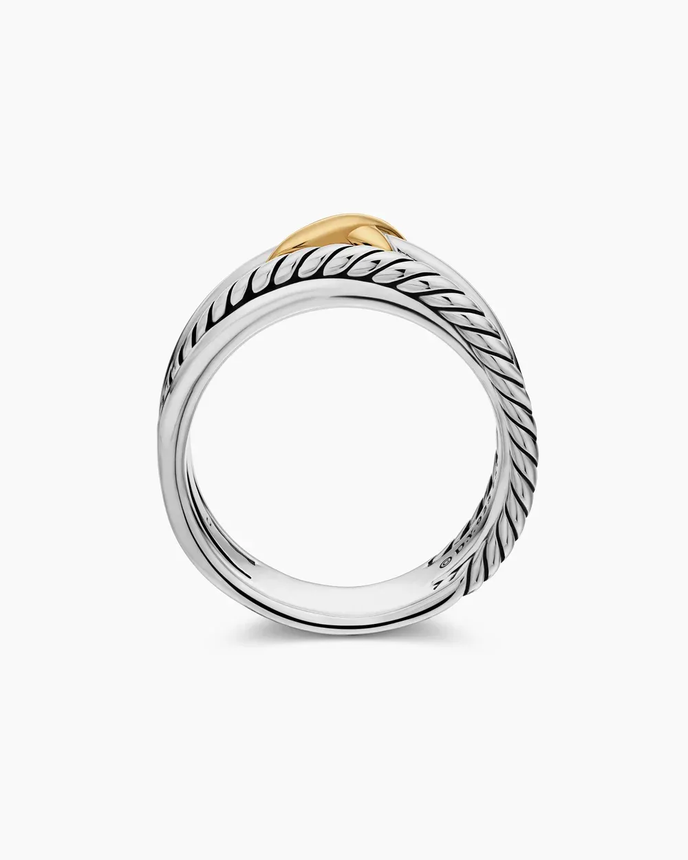 X Crossover Band Ring Sterling Silver with 18K Yellow Gold