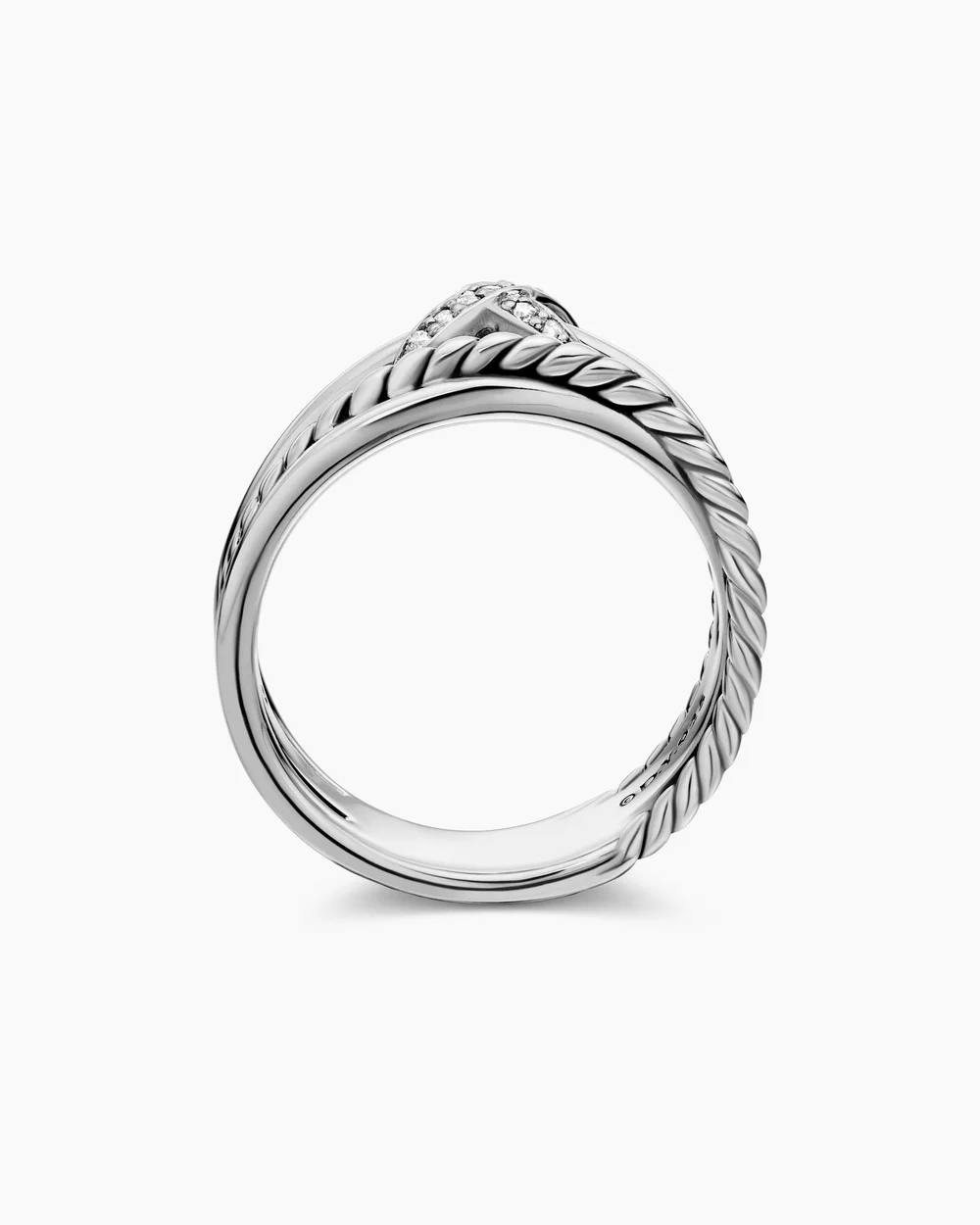 X Crossover Band Ring Sterling Silver with Diamonds