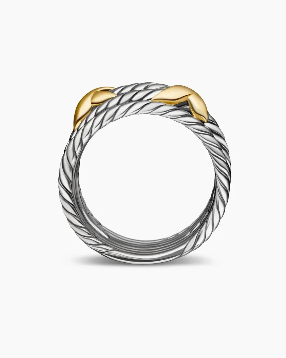 Double X Crossover Ring Sterling Silver with 18K Yellow Gold