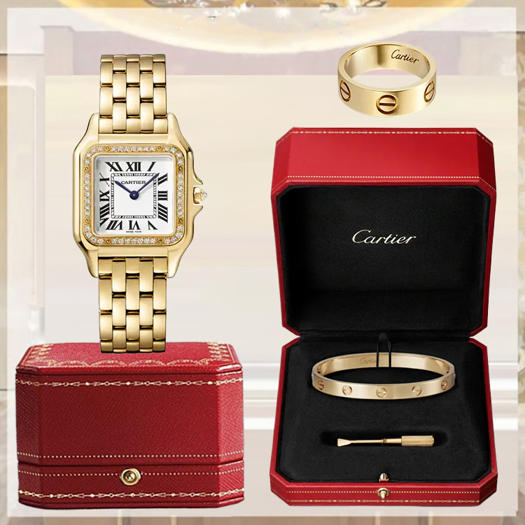 3‑Piece Carthttier Stack –Panthère, Yellow Gold, Diamonds