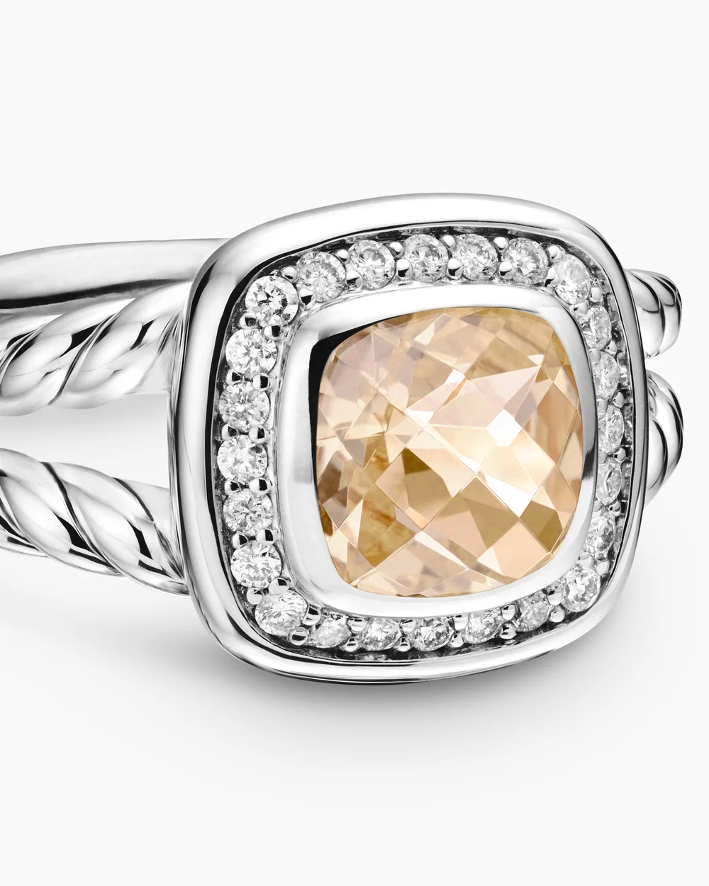 Petite Albion® Ring Sterling Silver with Morganite and Diamonds