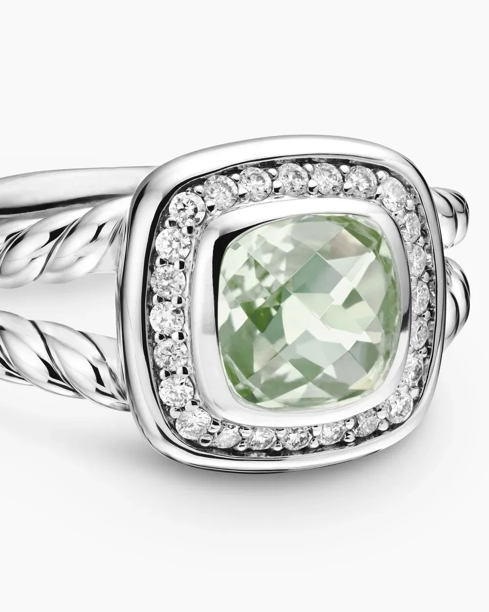 Petite Albion® Ring Sterling Silver with Prasiolite and Diamonds