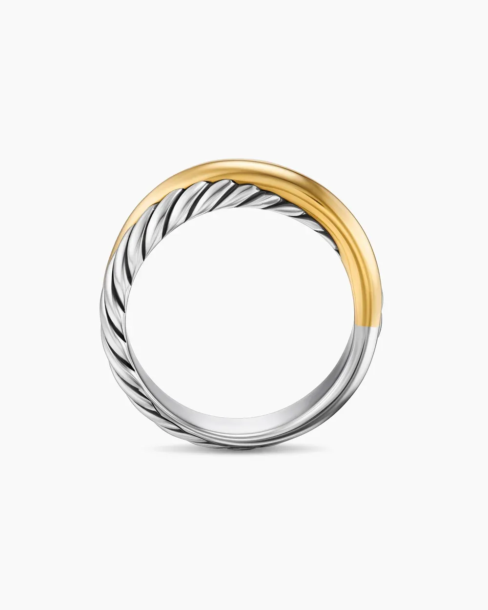 Crossover Band Ring Sterling Silver with 18K Yellow Gold