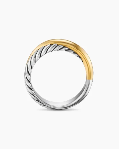 Crossover Band Ring Sterling Silver with 18K Yellow Gold