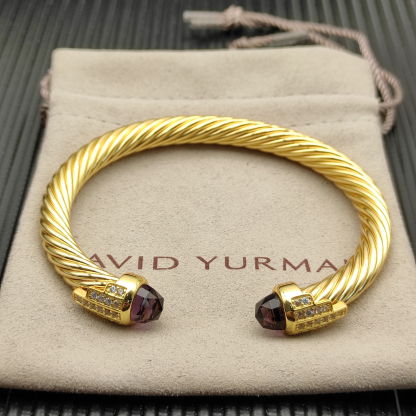 7mm Cable Bracelet with Amethyst & Diamond Accents