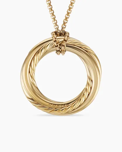 Pav茅 Crossover Pendant Necklace 18K Yellow Gold with Diamonds, 30mm