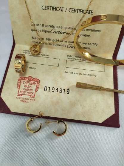 LOVE BRACELET + LOVE RING, 3 DIAMONDS + LOVE NECKLACE, DIAMONDS + LOVE EARRINGS