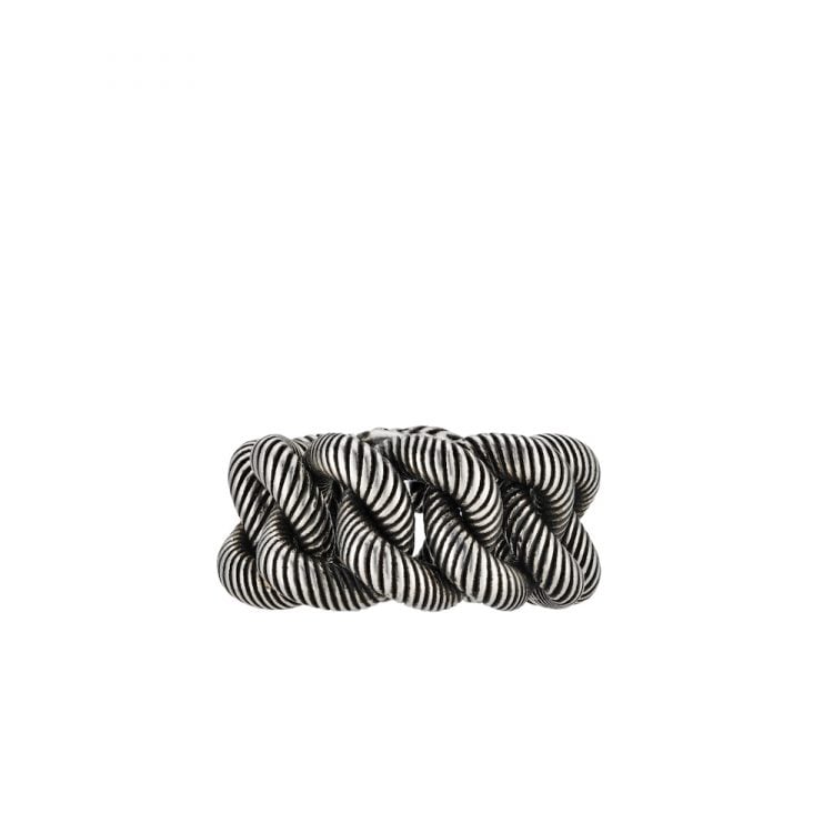 SILVER RING WITH INTERLOCKING G
