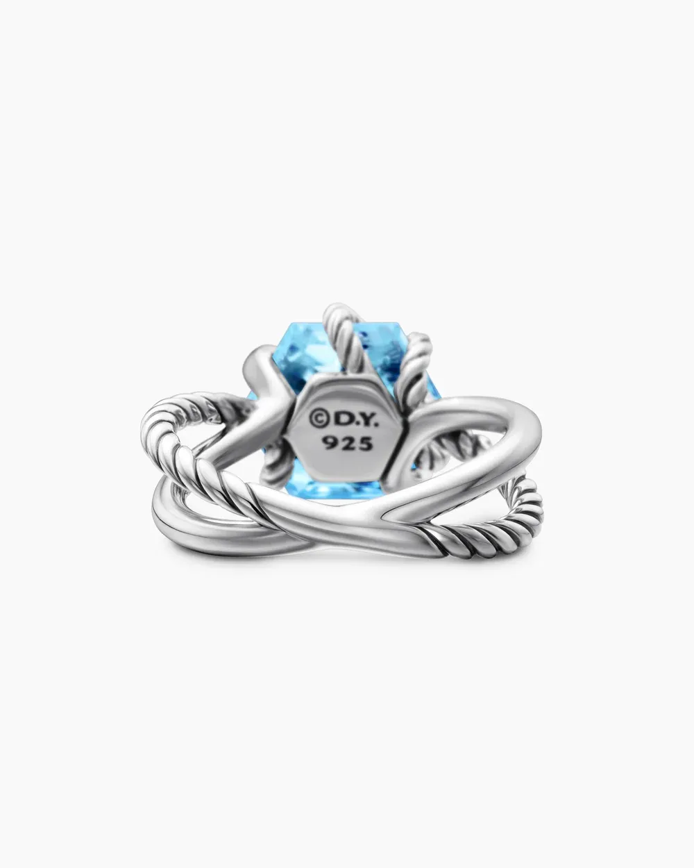 Cable Wrap Ring Sterling Silver with Blue Topaz and Diamonds