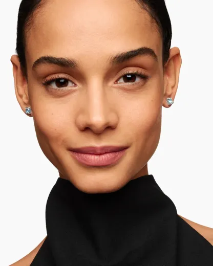 Petite Chatelaine® Stud Earrings Sterling Silver with Blue Topaz and Diamonds