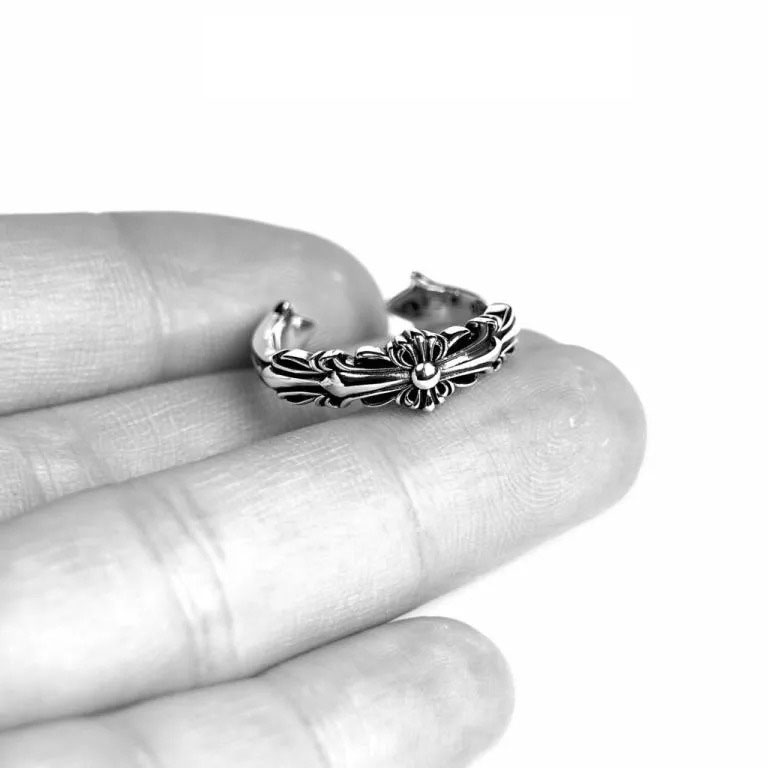 BABY DOUBLE FLORAL CROSS RING