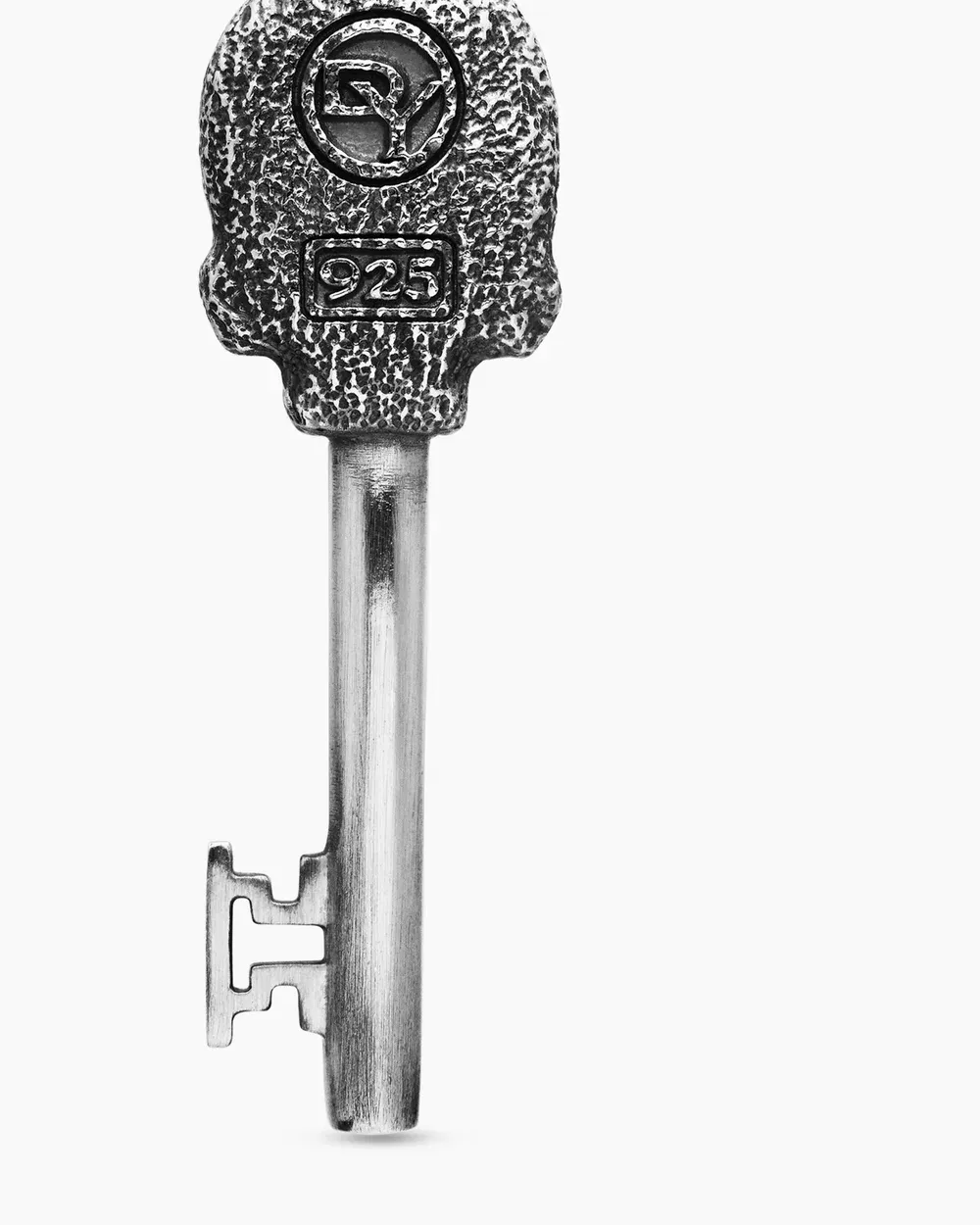 Memento Mori Skull Key Amulet Sterling Silver with Black Diamonds,