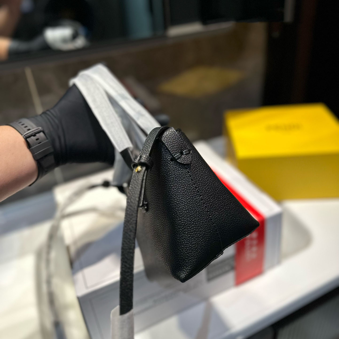 Dove-Coloured Leather Roll Mini Bag