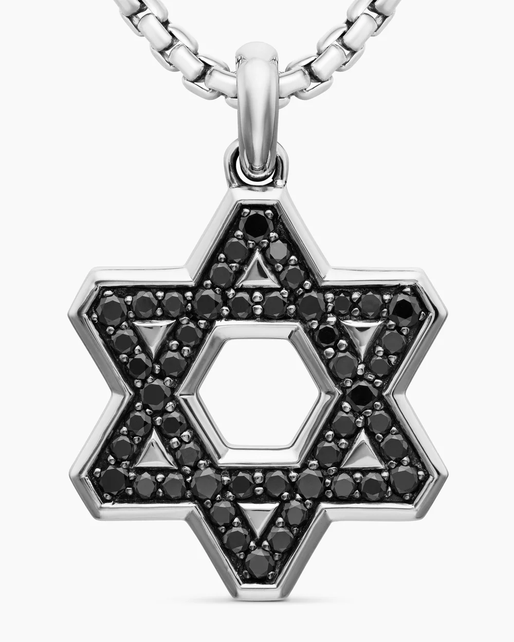 Pavé Star of David Pendant Sterling Silver with Black Diamonds