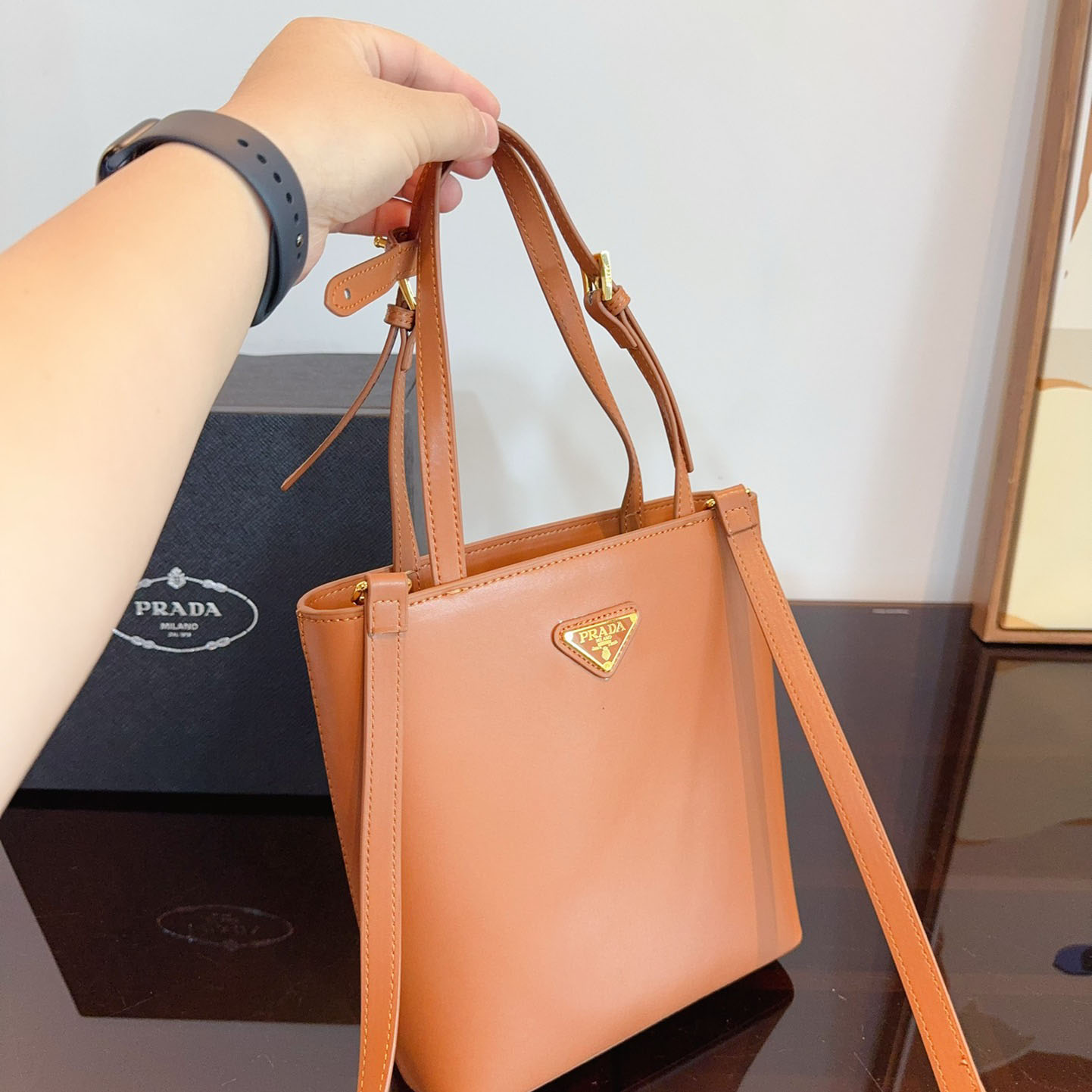 Saffiano Leather Prada Panier Bag