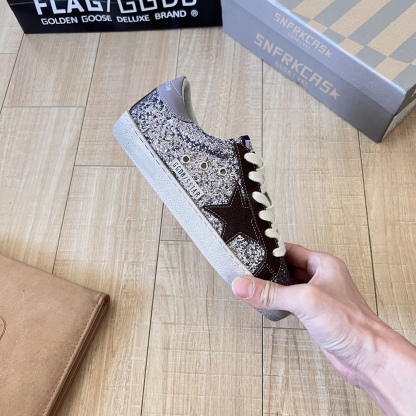 Deluxe Brand Black/Silver Glitter Superstar Sneakers