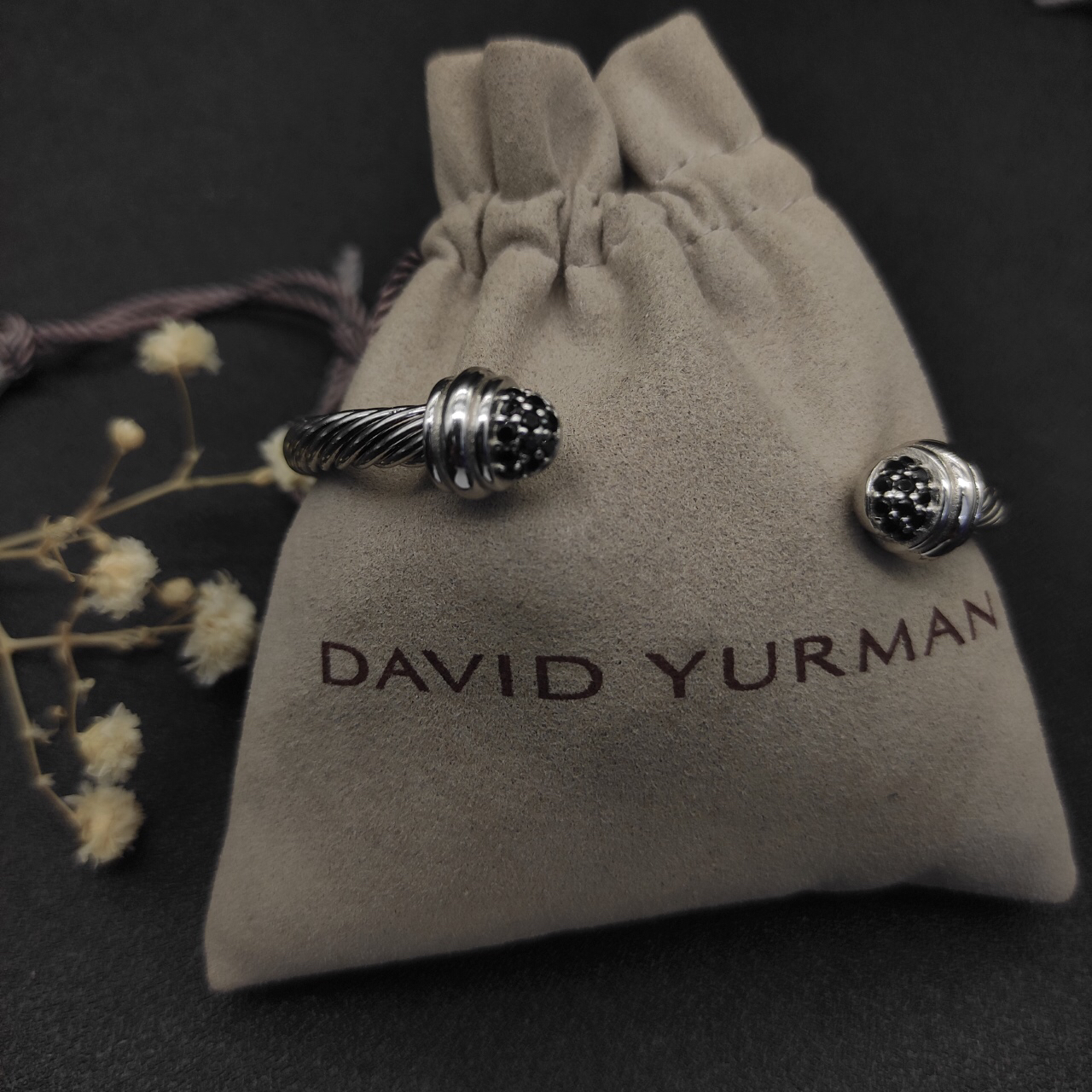 Classic Cable Bracelet Silver and  Half Diamonds 5 MM