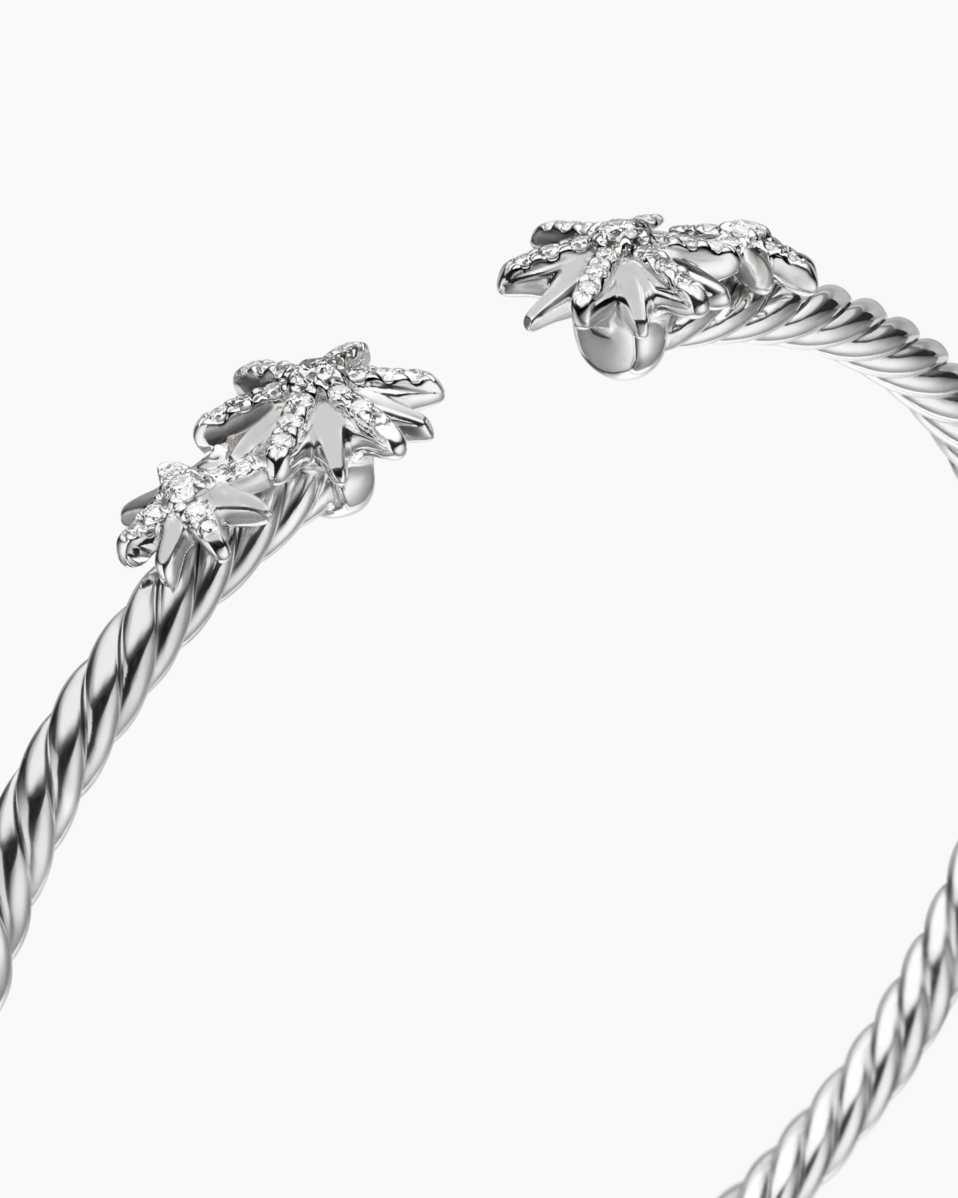 Starburst Cable Bracelet Sterling Silver with Diamonds, 4mm
