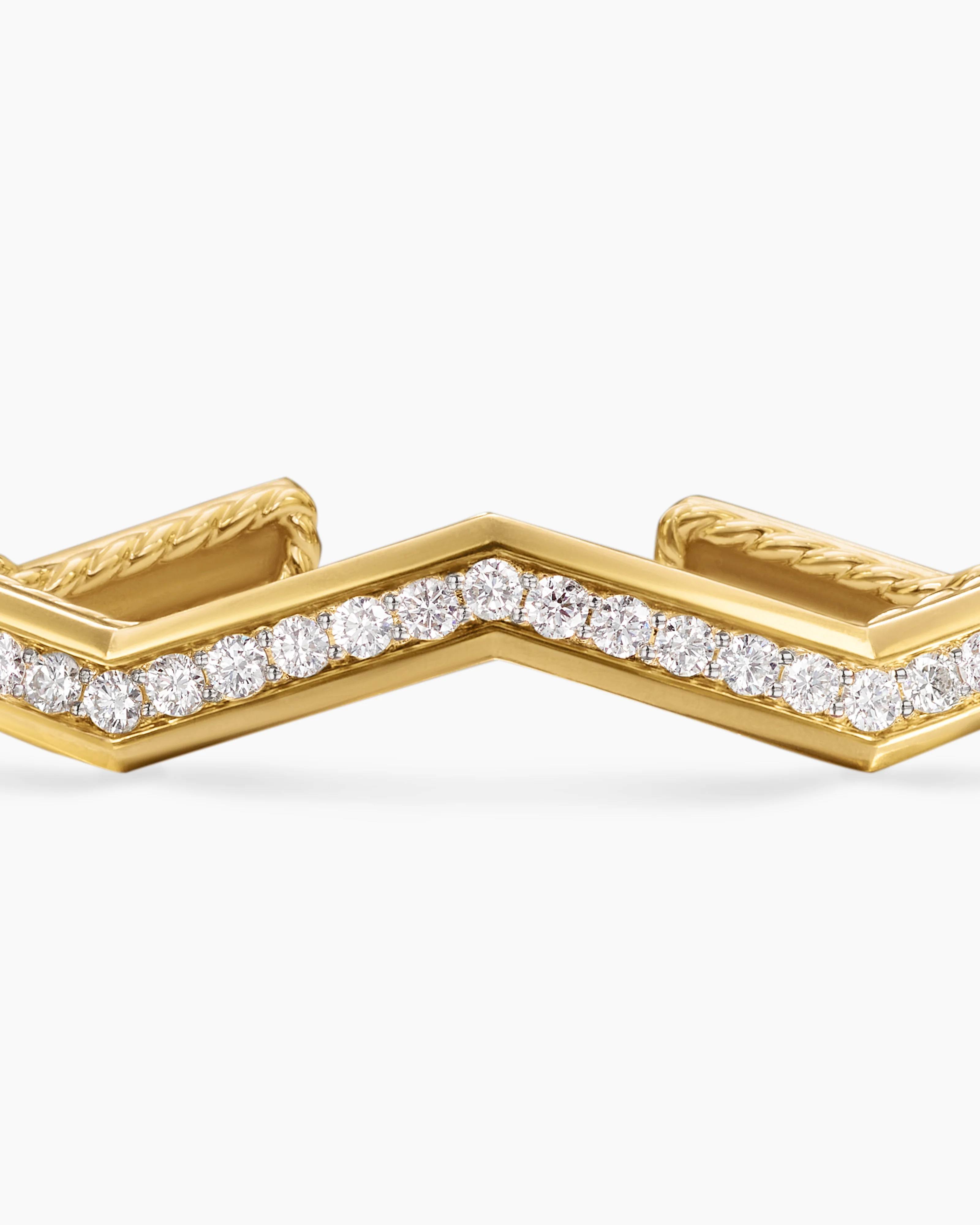 Zig Zag Stax™ Cuff Bracelet 18K Yellow Gold with Diamonds, 5mm