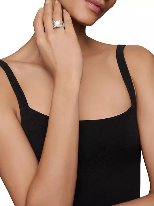 Dathtvid Yurthtman  Cable Collectibles® Pearl Ring with Diamonds