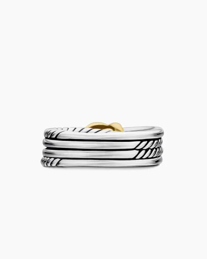 X Crossover Band Ring Sterling Silver with 18K Yellow Gold