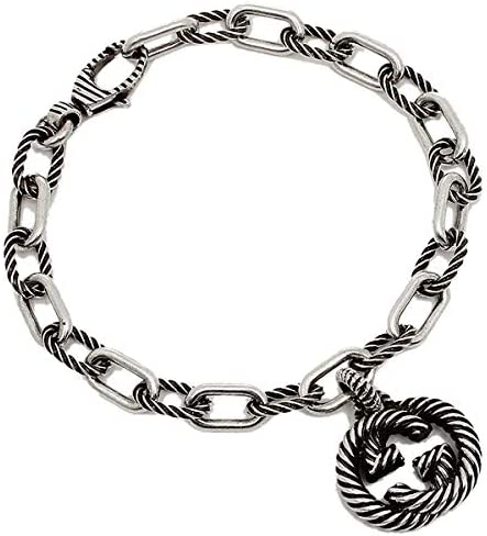 Silver Bracelet with Interlocking Double G Charm