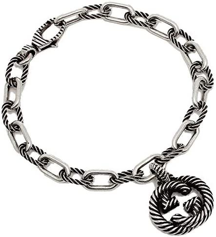 Silver Bracelet with Interlocking Double G Charm