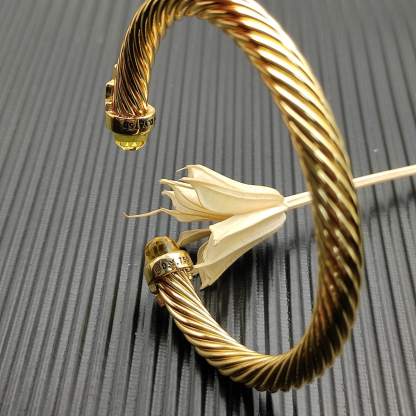 7mm Cable Bracelet with Yellow & Diamond Accents