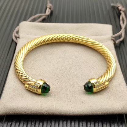 7mm Cable Bracelet with Peridot & Diamond Accents