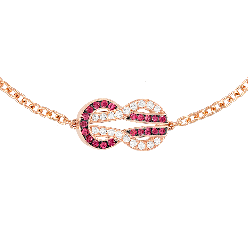 CHANCE INFINIE BRACELET 18K PINK GOLD, RUBIES AND DIAMONDS MEDIUM MODEL