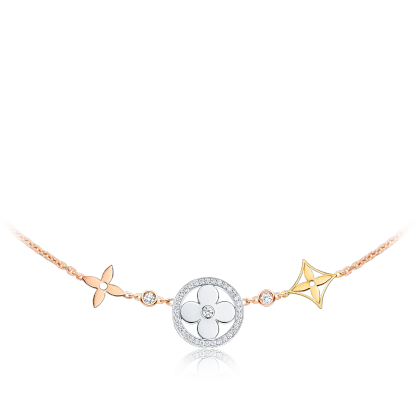 Idylle Blossom XL Necklace, 3 golds and diamonds