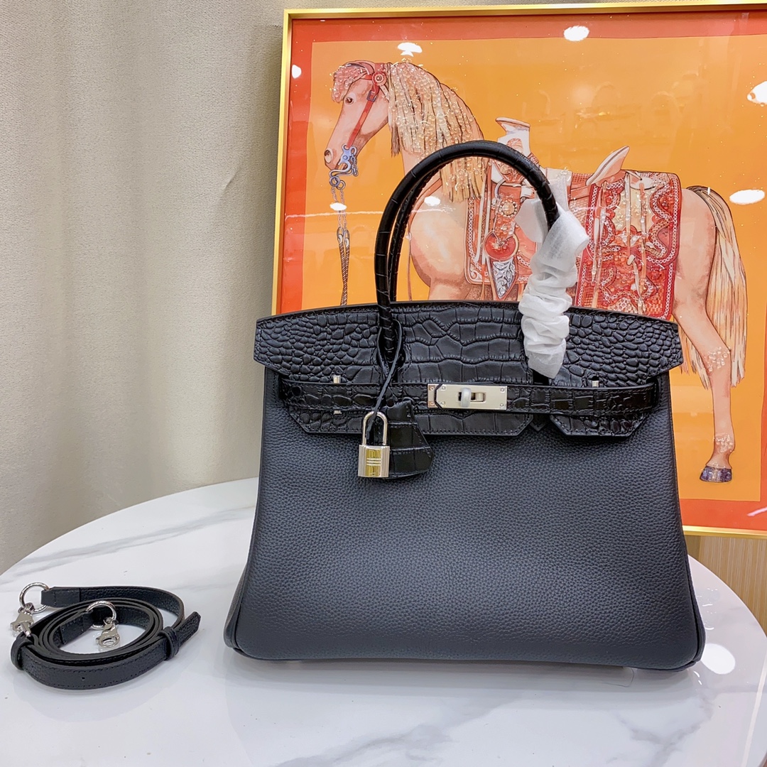 Herthtmes Togo Matte Alligator Birkin Touch 25/30 Gold