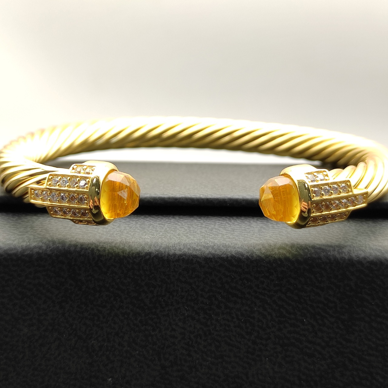7mm Cable Bracelet with Yellow & Diamond Accents