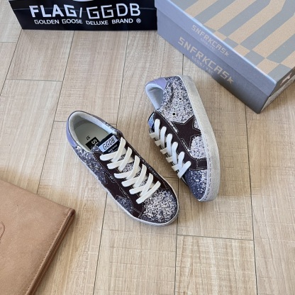 Deluxe Brand Black/Silver Glitter Superstar Sneakers