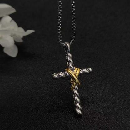 X Cross Pendant Sterling Silver with 18K Yellow Gold