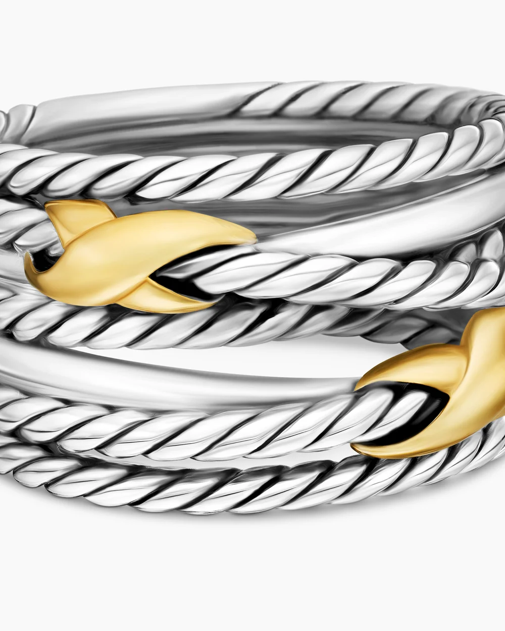 Double X Crossover Ring Sterling Silver with 18K Yellow Gold