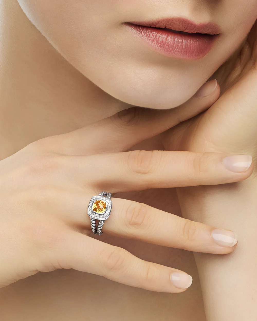Petite Albion® Ring Sterling Silver with Citrine and Diamonds