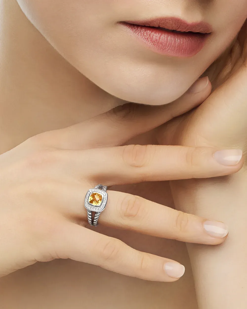 Petite Albion® Ring Sterling Silver with Citrine and Diamonds