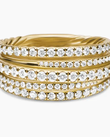 Pavé Crossover Ring 18K Yellow Gold with Diamonds