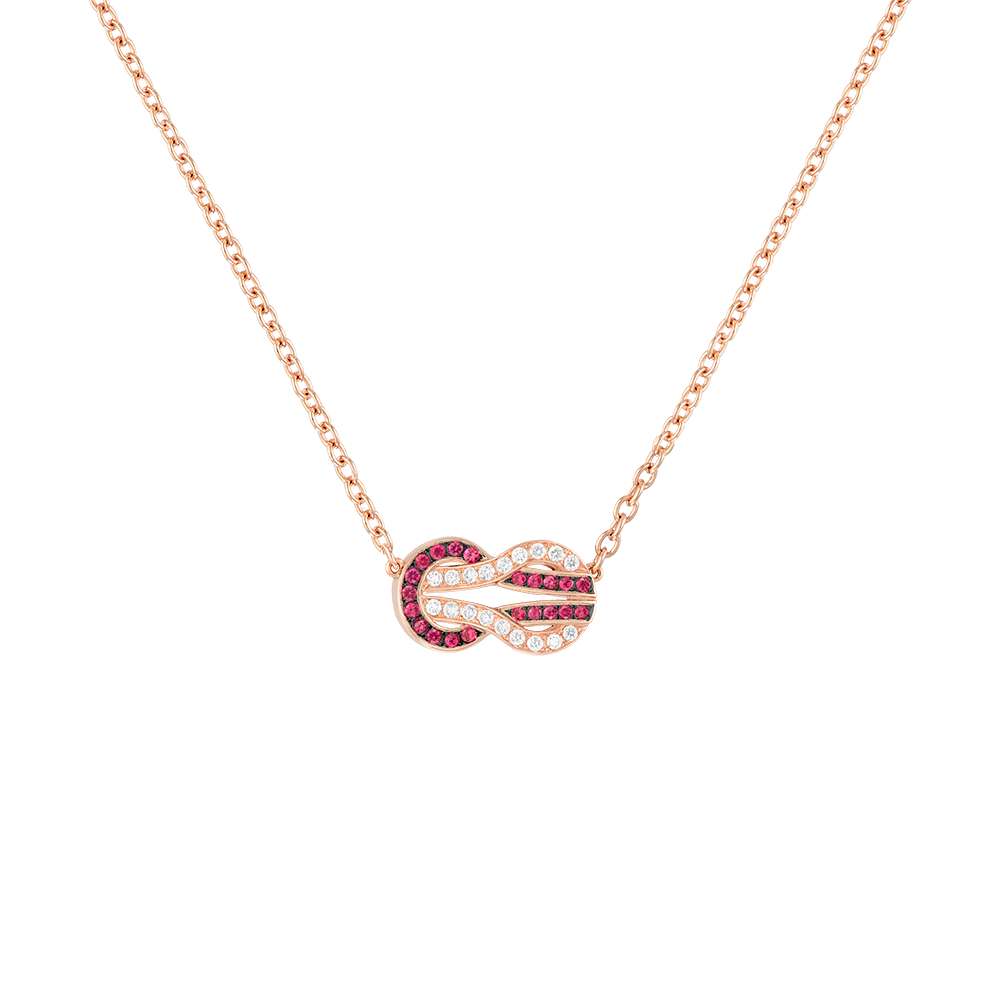 CHANCE INFINIE NECKLACE 18K PINK GOLD, RUBIES AND DIAMONDS MEDIUM MODEL