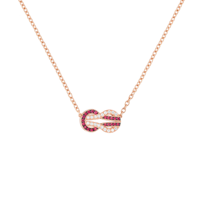 CHANCE INFINIE NECKLACE 18K PINK GOLD, RUBIES AND DIAMONDS MEDIUM MODEL