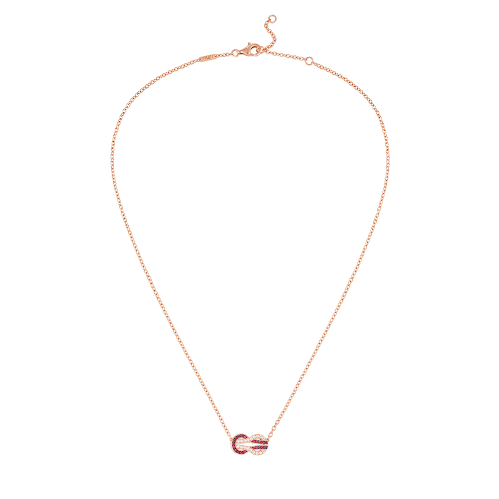 CHANCE INFINIE NECKLACE 18K PINK GOLD, RUBIES AND DIAMONDS MEDIUM MODEL