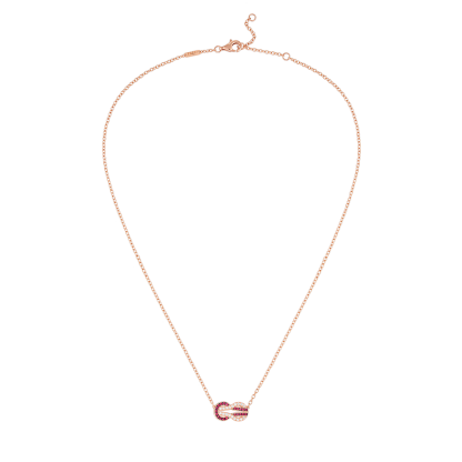 CHANCE INFINIE NECKLACE 18K PINK GOLD, RUBIES AND DIAMONDS MEDIUM MODEL